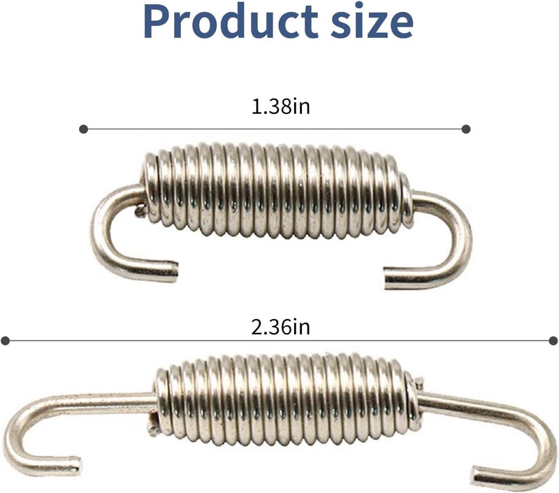 Jitrendo 1 Pack 2 Pcs Motorcycle Exhaust Pipe Spring, Exhaust Pipe Active Spring Fastener,Universal For Motorbike Scooter Atv (Silver) - Image 2
